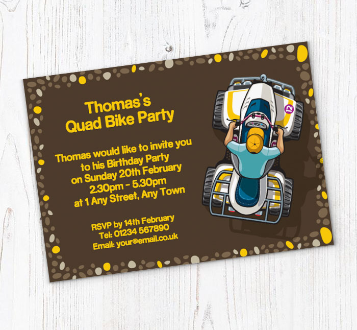 quad bike party invitations