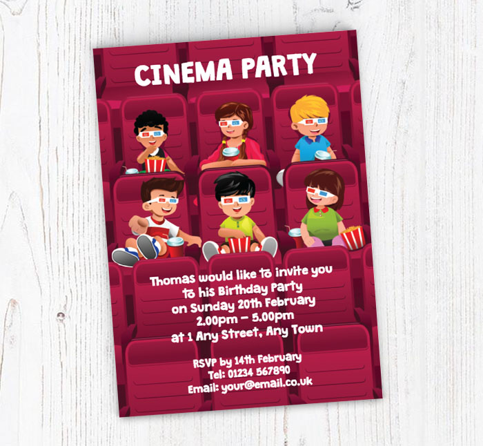 cinema party invitations