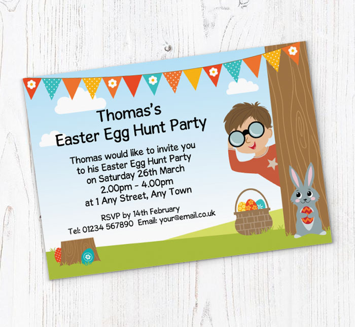 boys easter egg hunt invitations