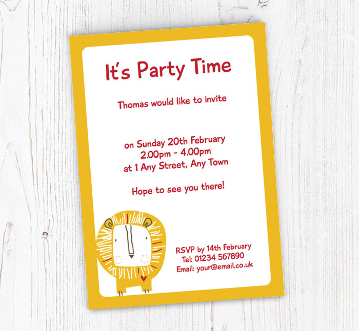 lion party invitations
