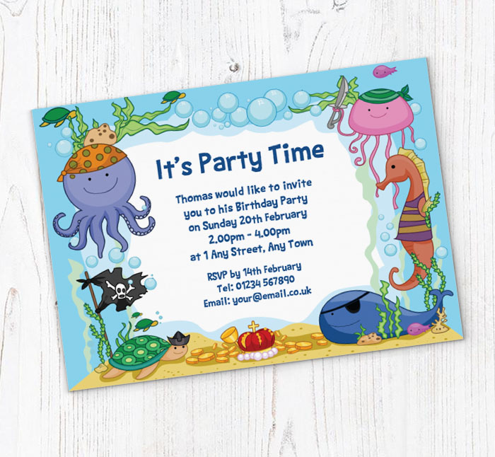 sea creatures party invitations