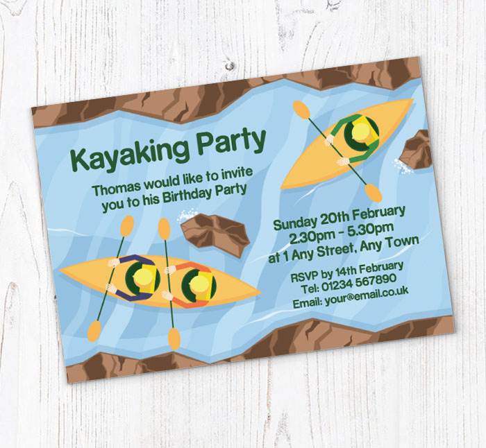 river kayaking party invitations