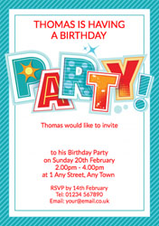 green party lettering invitations