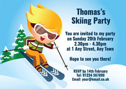 boy skiing party invitations