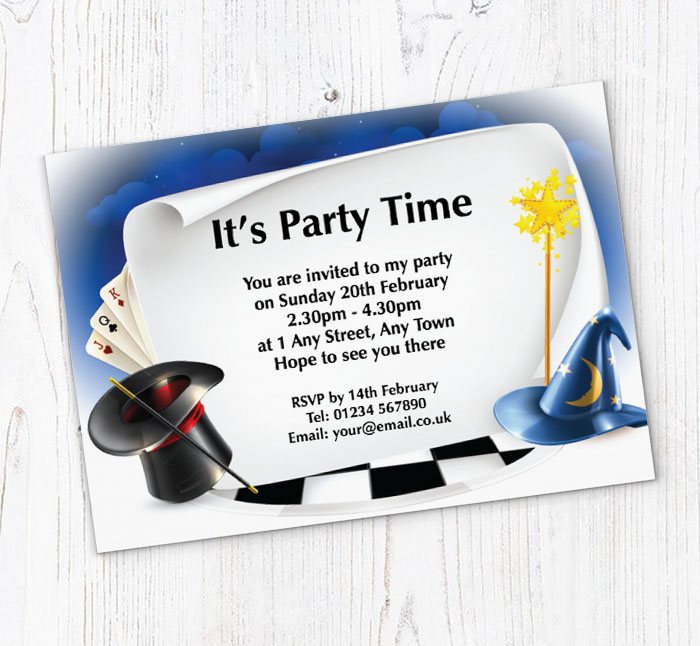 magician and wizard hats invitations