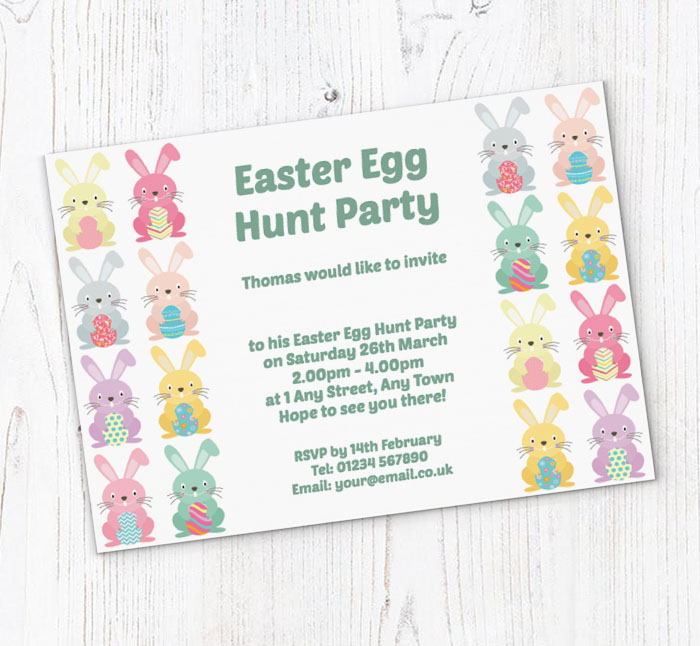 easter bunny border invitations