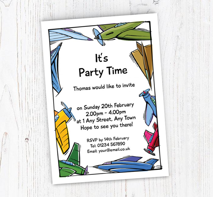lots of planes party invitations