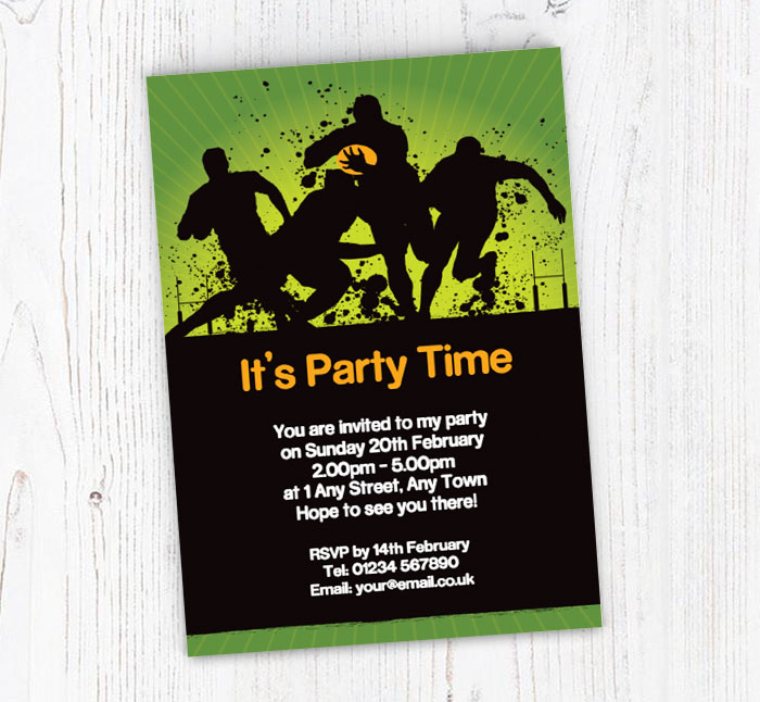 rugby tackle party invitations