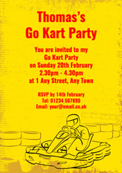 yellow go kart party invitations