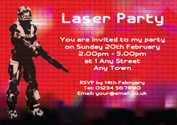 red laser party invitations