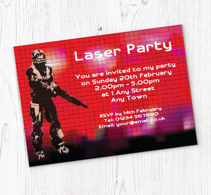 red laser party invitations
