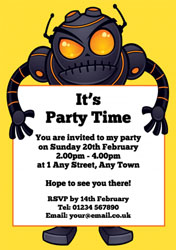 monster holding sign invitations