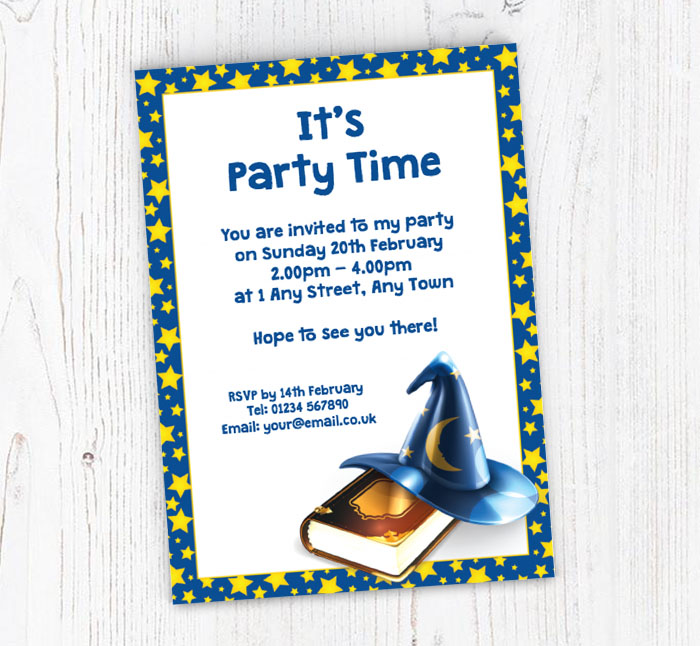 wizard hat and book invitations