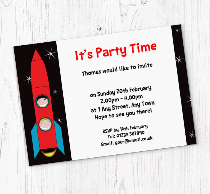 children in rocket invitations