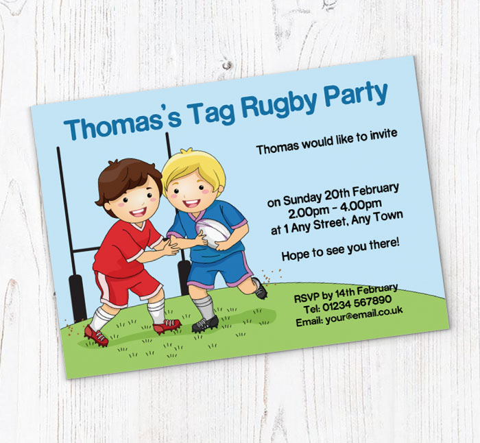 boys tag rugby invitations