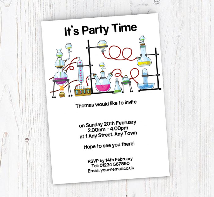 science lab party invitations