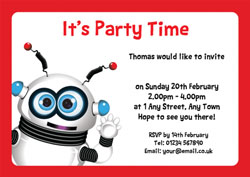 waving robot party invitations