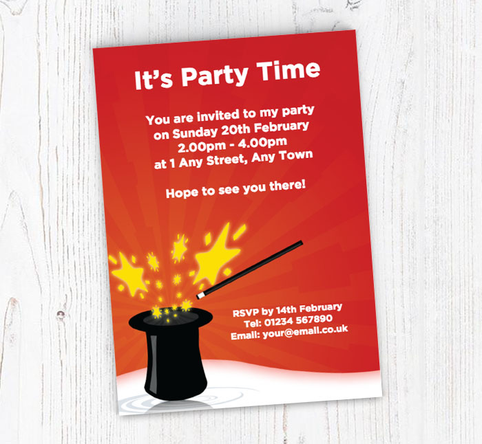 magicians hat party invitations