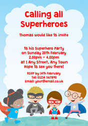 superhero children party invitations