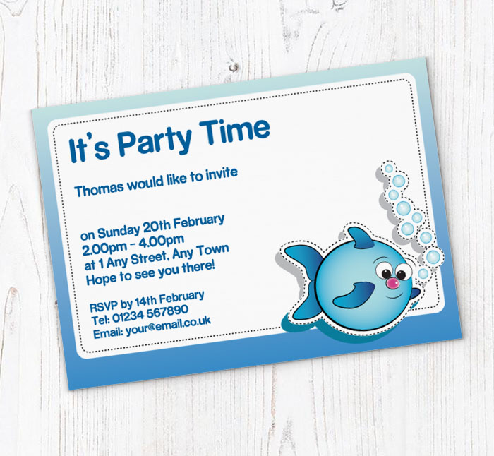 fish blowing bubbles invitations