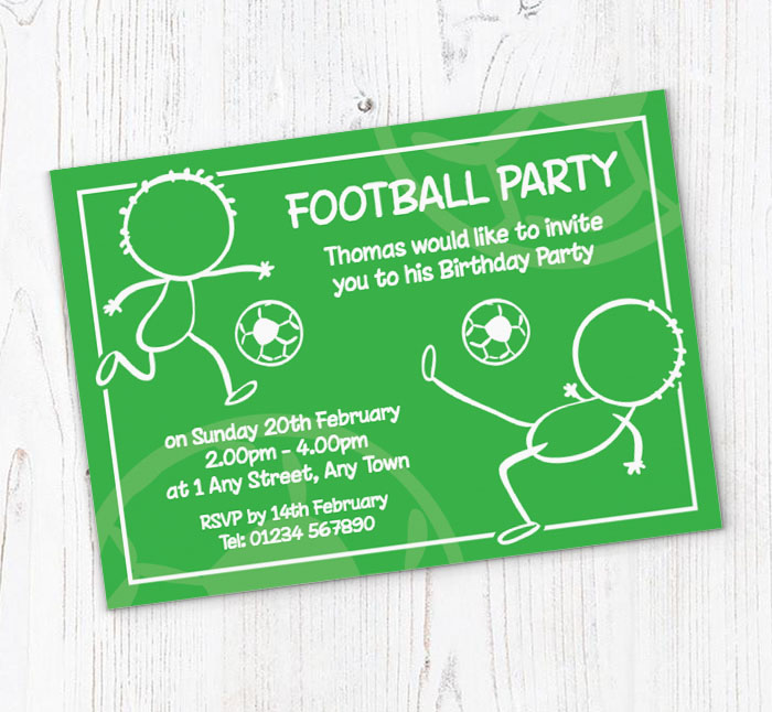 cartoon football players invitations