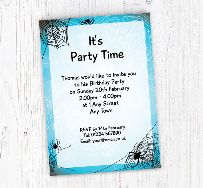 spiders web party invitations