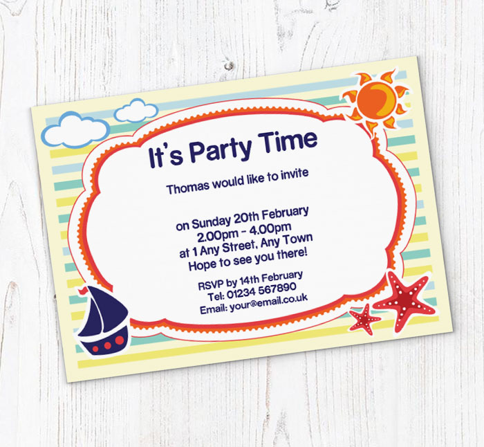 seaside frame party invitations