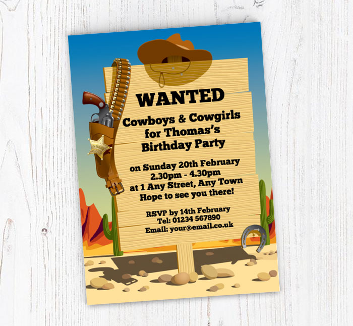 wild west sign party invitations