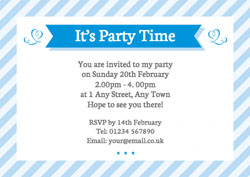 blue stripes party invitations
