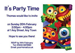 monsters peering party invitations