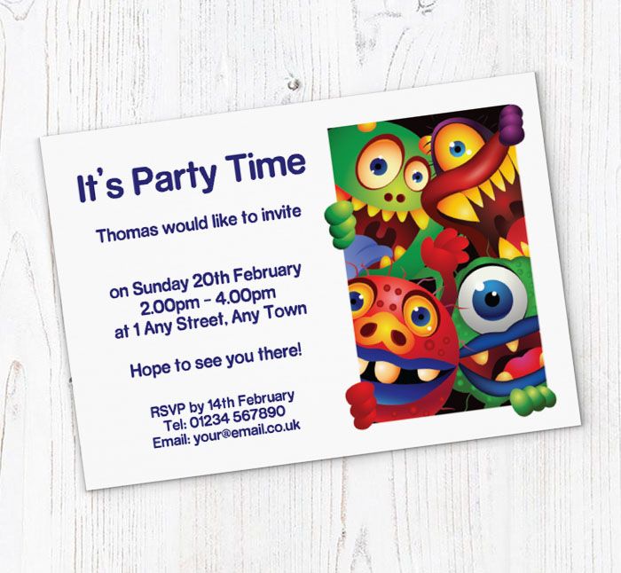 monsters peering party invitations