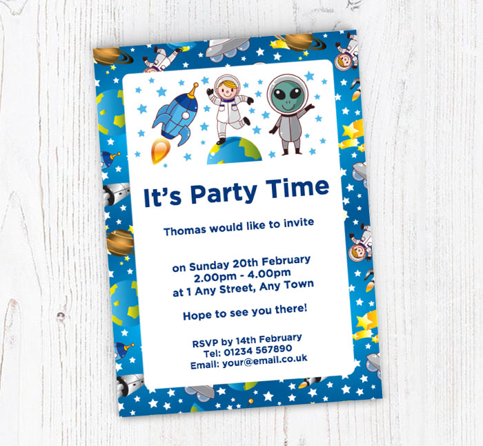space man and alien invitations