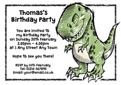 tyrannosaurus sketch invitations