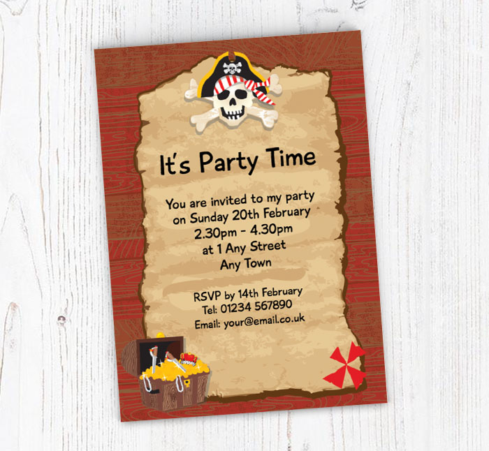 pirate scroll party invitations