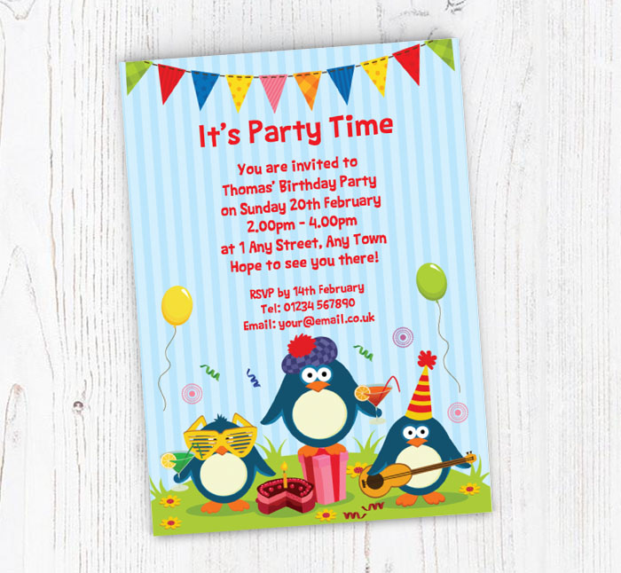 party penguins party invitations