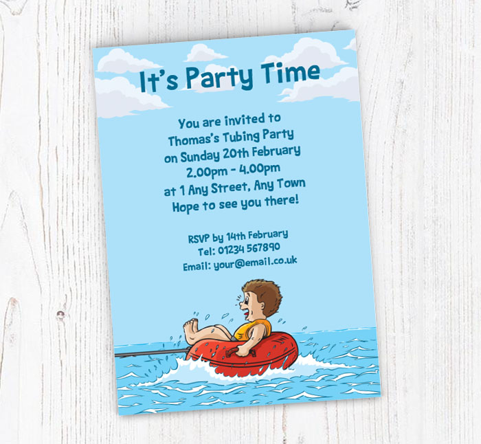 boy water tubing invitations