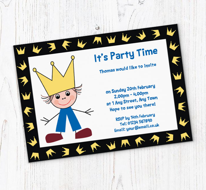 prince and crowns invitations