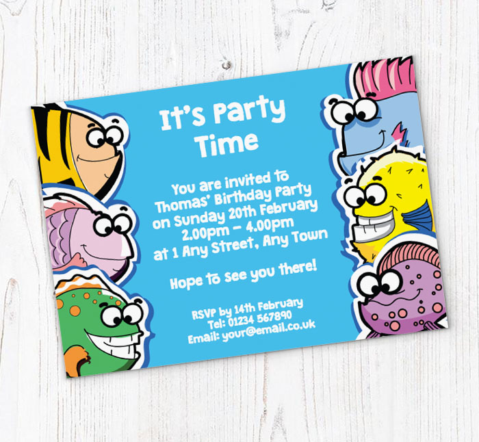 cartoon fish party invitations