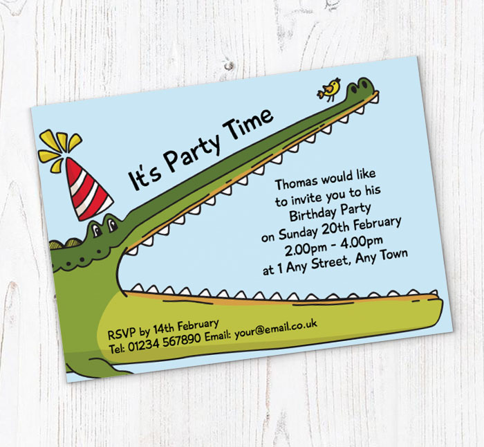 crocodile party invitations