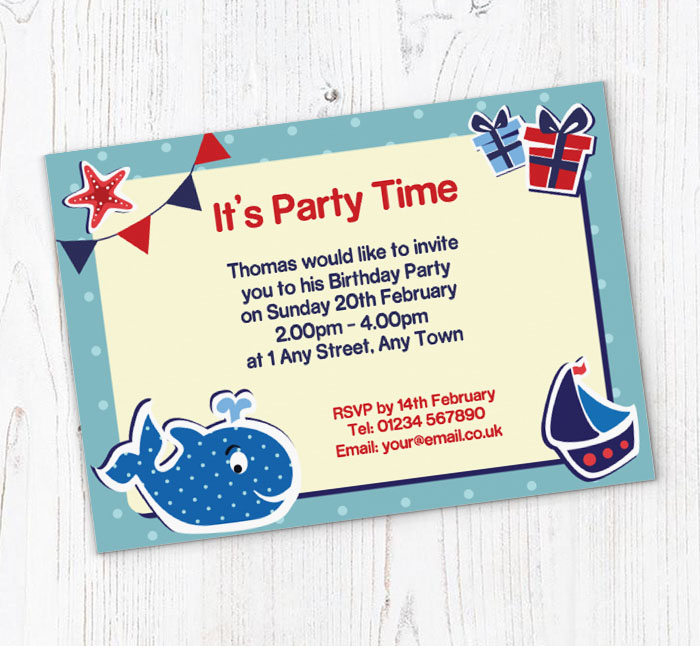 whale and boat party invitations