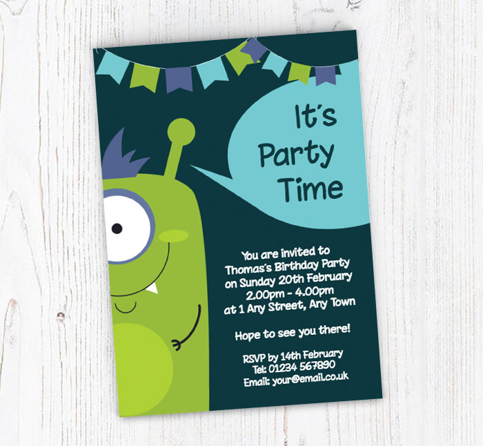 green monster party invitations