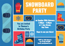 snowboarding party invitations