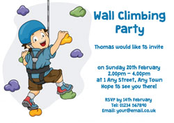 boy on climbing wall invitations