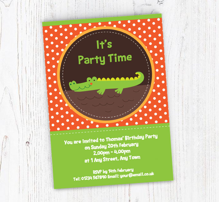 cute crocodile party invitations