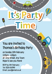 cars on the road invitations