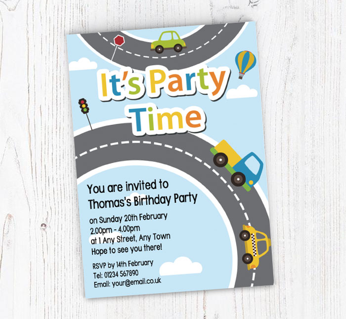 cars on the road invitations