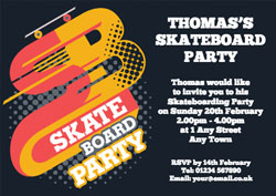 skateboard party invitations