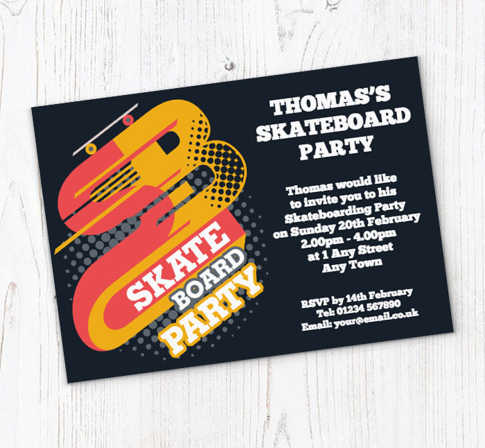 skateboard party invitations