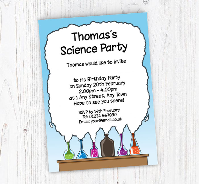 science jars party invitations