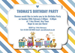 baby animal train invitations